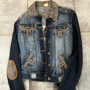 Apple Bottoms lace up fitted denim jacket
